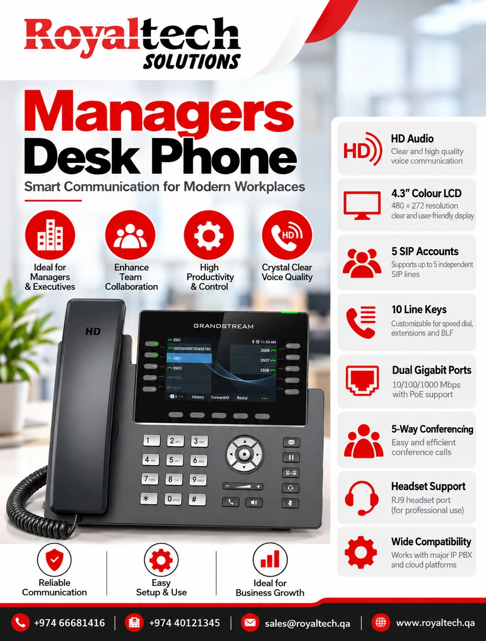 Royaltech Grandstream Managers Desk Phone product guide
