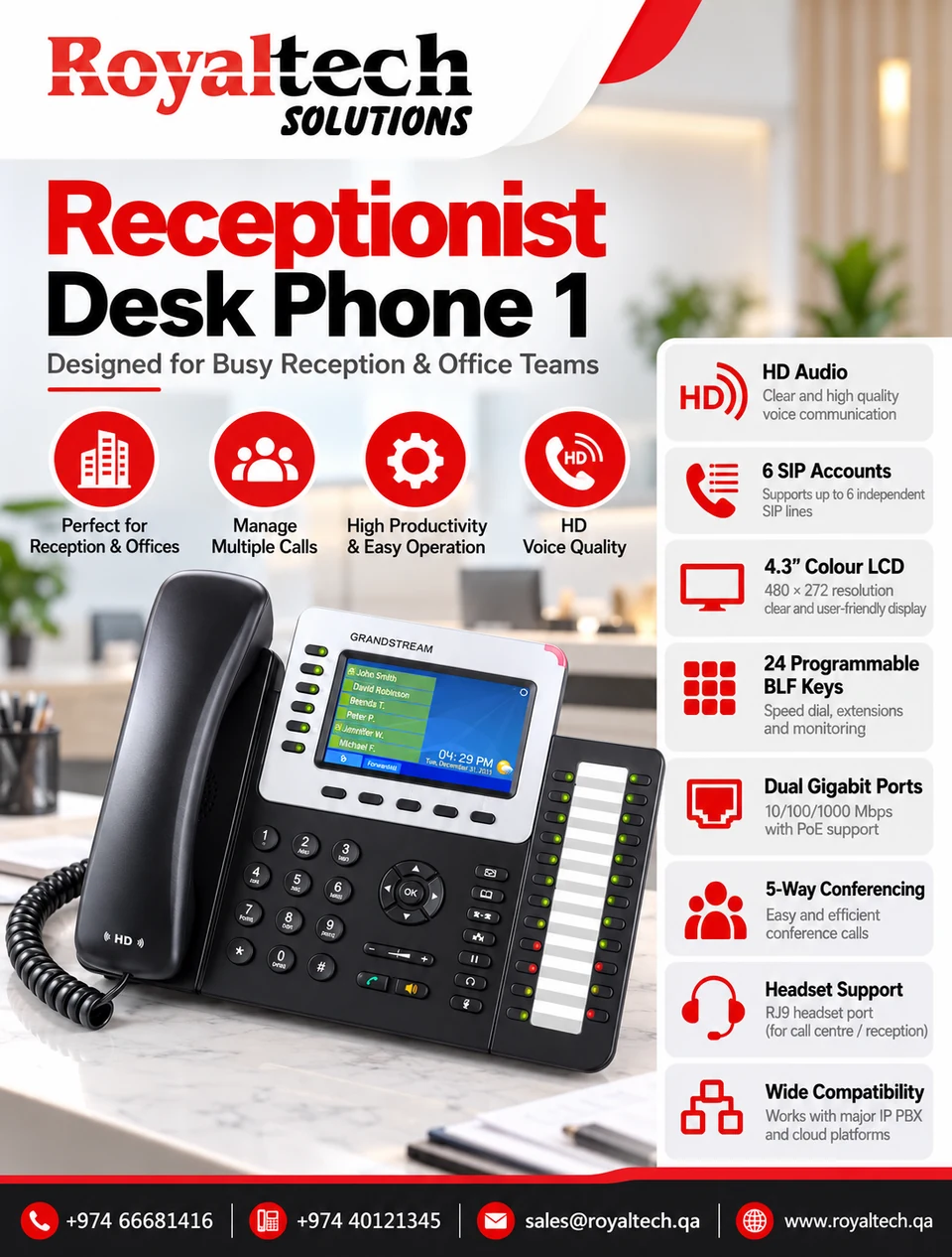 Royaltech Grandstream Receptionist Desk Phone 1 product guide