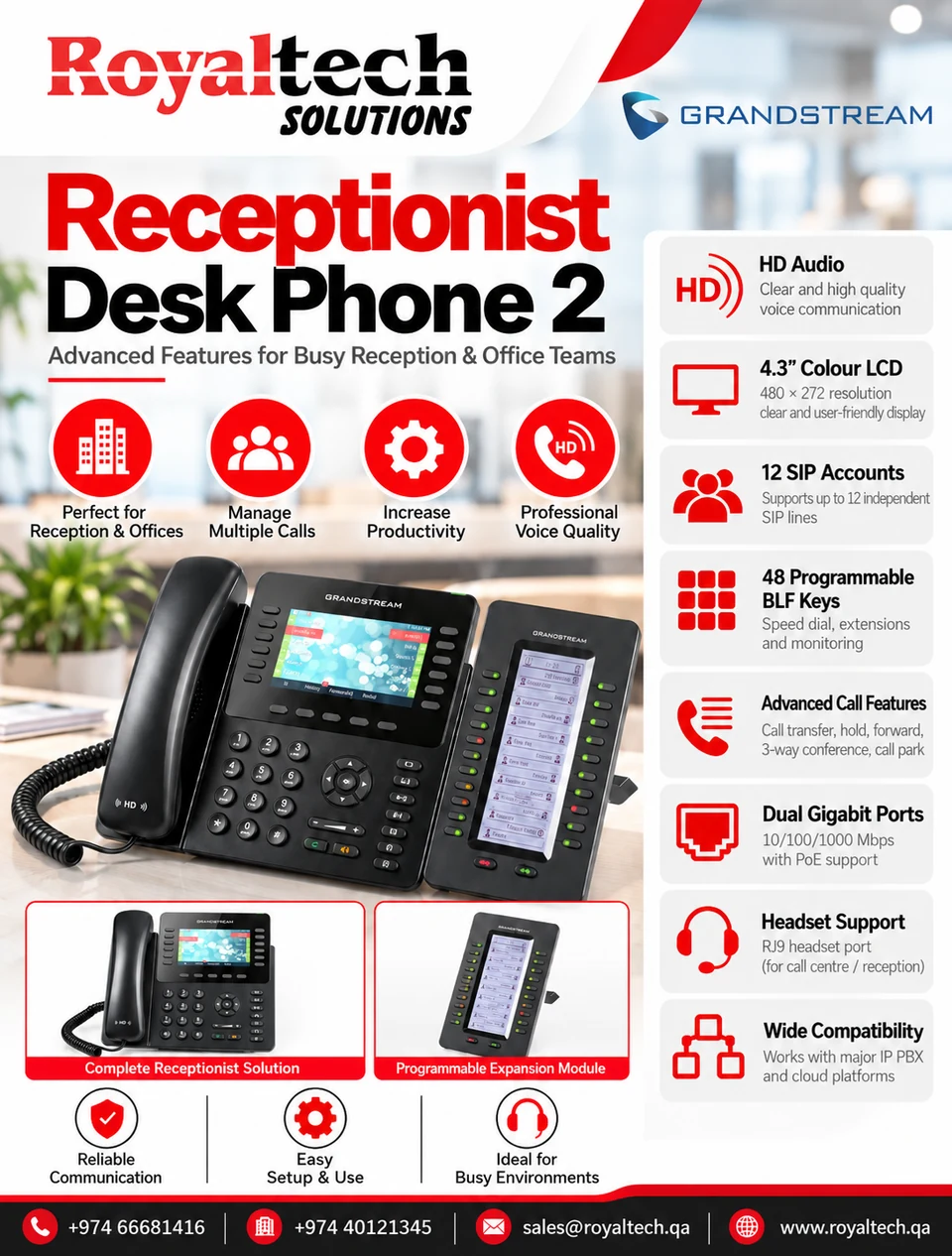 Royaltech Grandstream Receptionist Desk Phone 2 product guide
